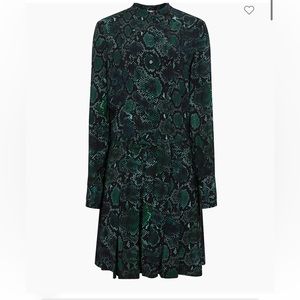 Reiss Scarlett Green Snake Print Flippy Mini Dress, 2